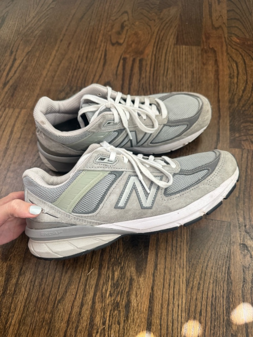 New Balance Gray Mesh & Suede Sneakers